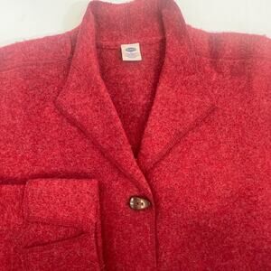 Austin Red Wool Button-Up Cardigan Jacket Lambs Wool Made Australia L